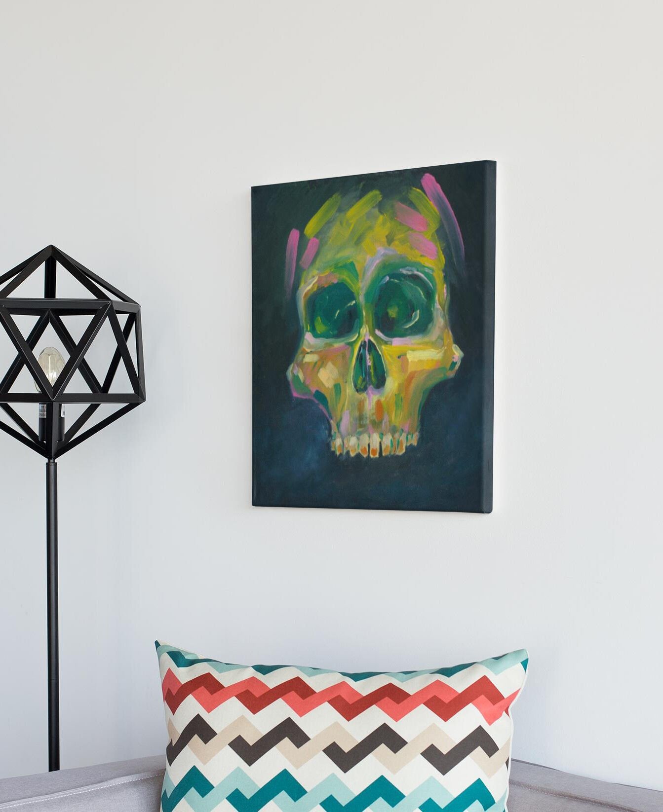 Original Oil Painting "Radio Active" on display hanging on a wall