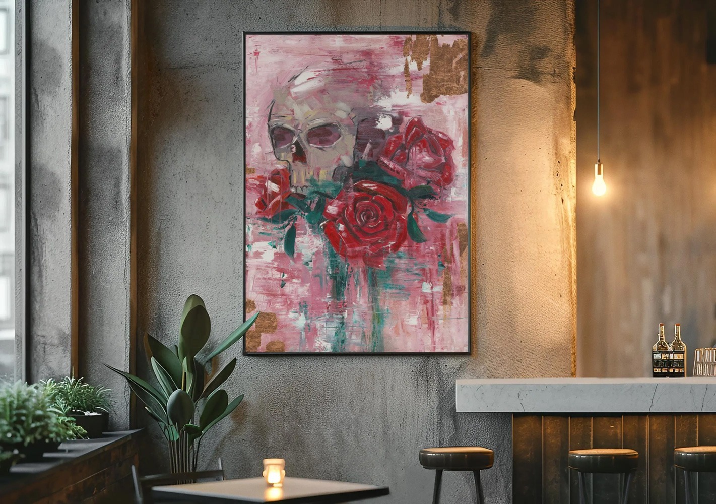 Original Oil Painting "Slow Down" on display hanging on a wall