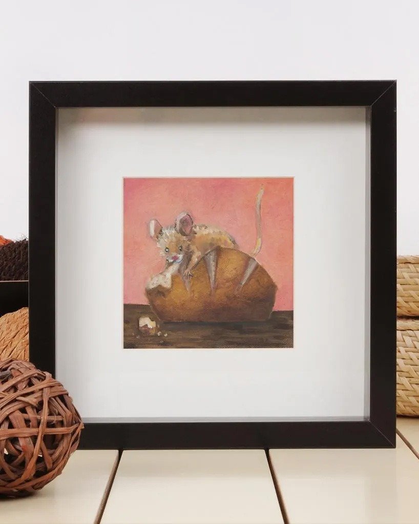 Original Oil Painting "Little Thief" on display