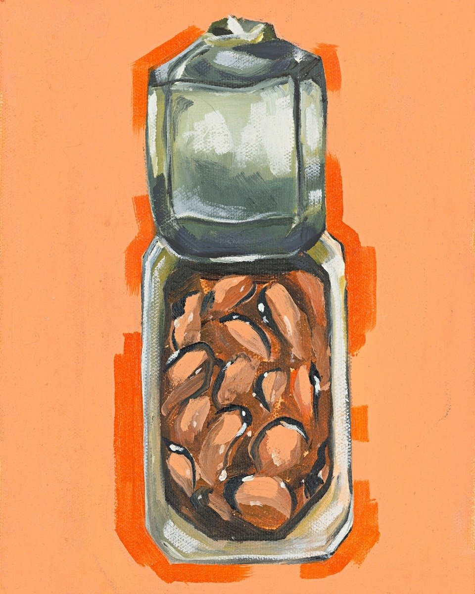 Scan of original oil painting "Tin of Joy"