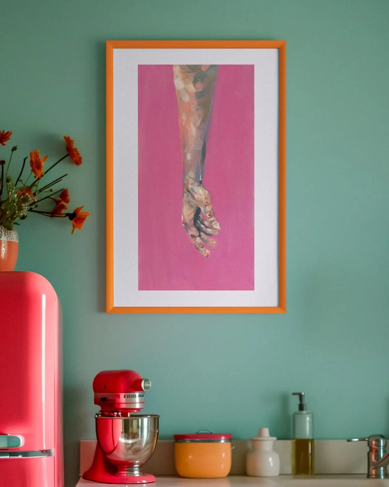 Original oil painting "Exhale" hanging on a wall